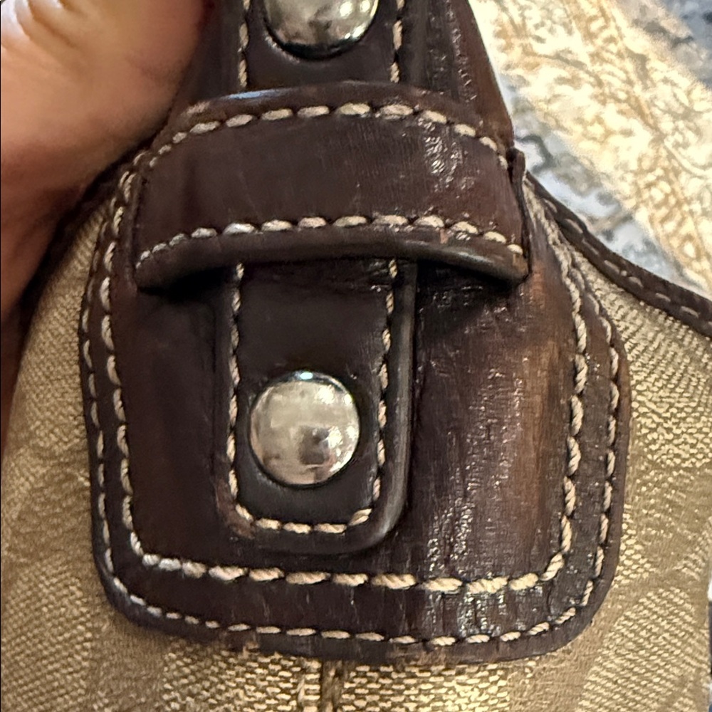 Coach Brown and Cream Signature Stripe Shoulder Bag and crossbody - Picture 13 of 14